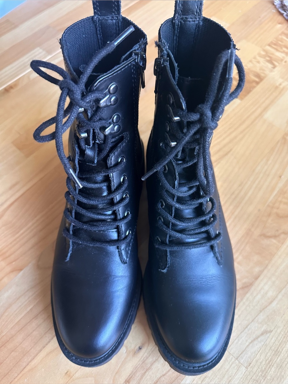 Steve Madden Black Lace-Up Women's Combat Boots